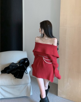 Strapless loose sweater long tops for women
