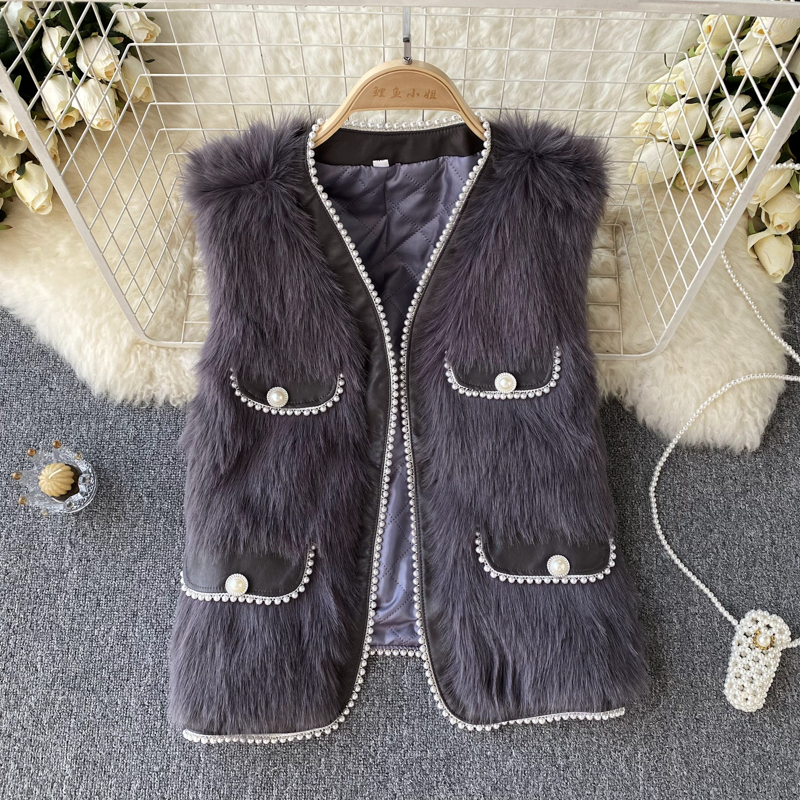 Short jacket faux fur waistcoat for women