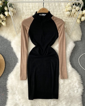 Package hip cstand collar slim autumn and winter dress