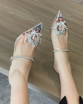 Pointed transparent slippers crystal rhinestone shoes
