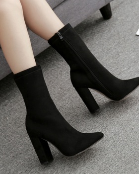 European style short boots high-heeled half Boots for women
