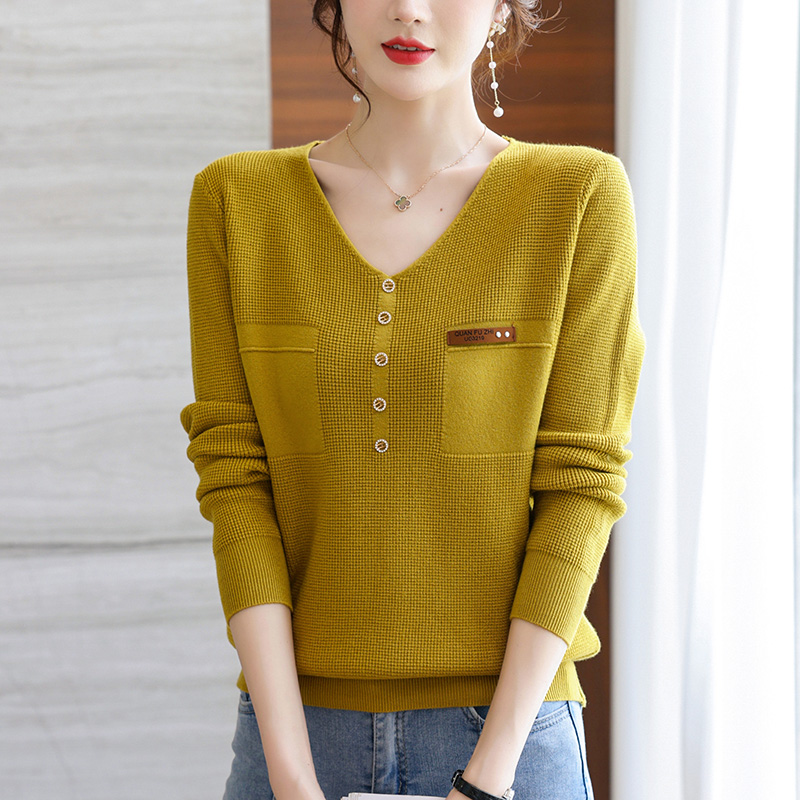 V-neck thin tops fashionable sweater for women