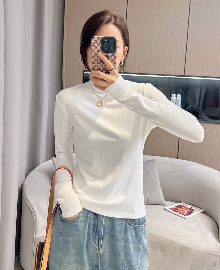 Casual slim bottoming shirt long sleeve tops for women