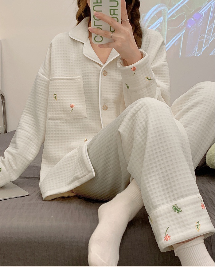 Thermal pajamas cardigan 2pcs set for women