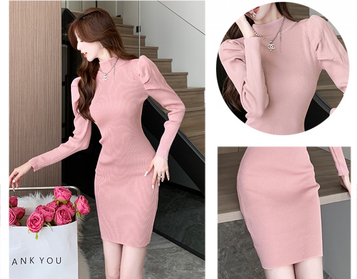 Bottoming inside the ride dress puff sleeve sweater dress