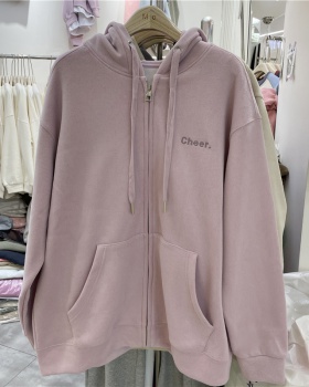Loose hooded hoodie thick sports coat for women