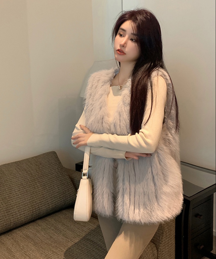 Faux fur downy vest Korean style fashion waistcoat