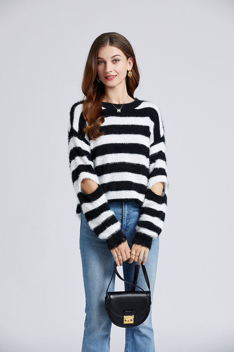 Mink hair holes long tops autumn and winter loose sweater