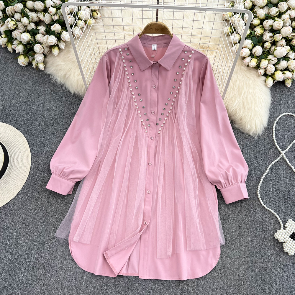 Korean style gauze loose tops Western style Cover belly shirt