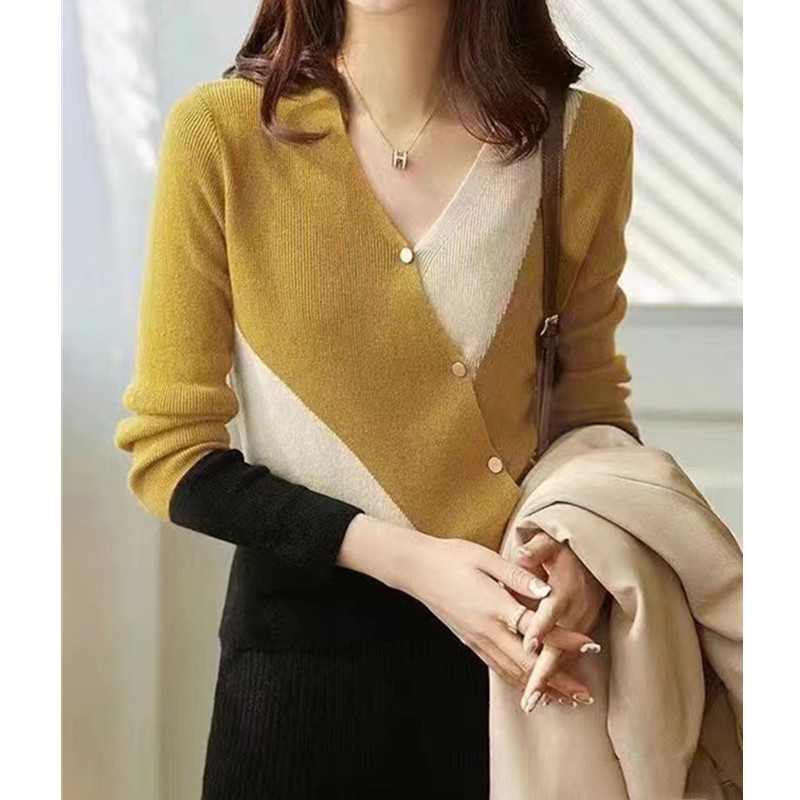 Loose splice tops pullover autumn sweater for women