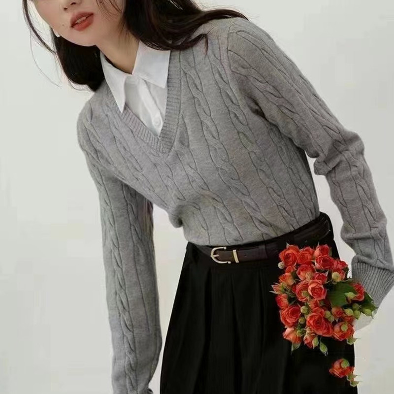Korean style college style tops Pseudo-two shirt