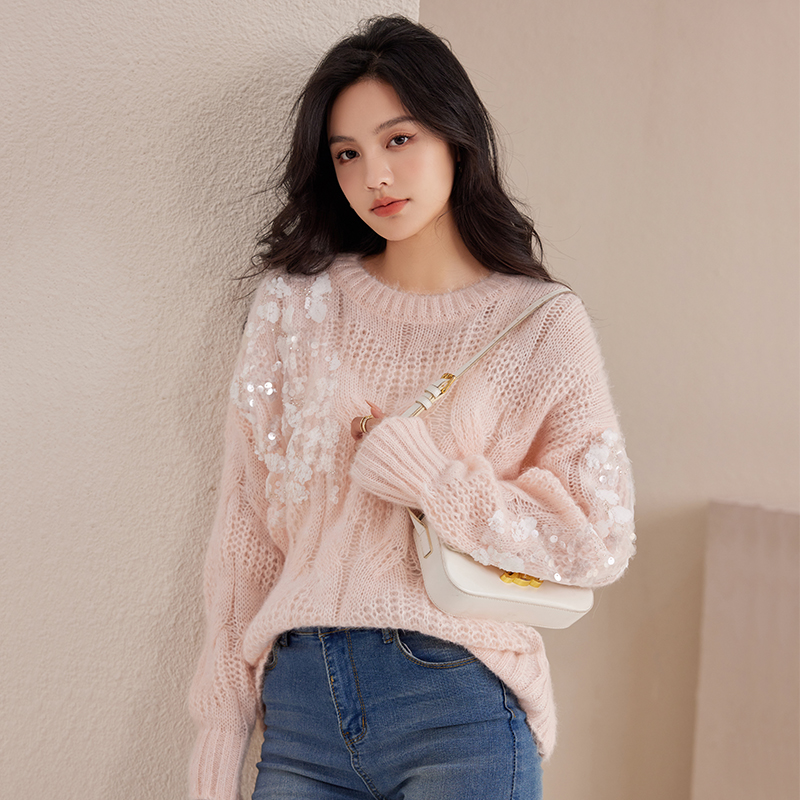 Autumn and winter lazy sweater mohair tender tops for women