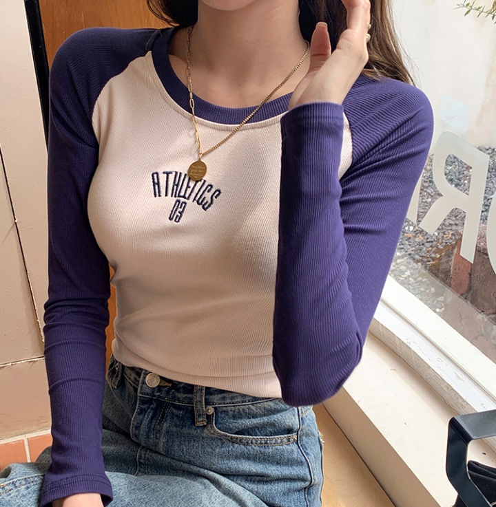 Autumn bottoming shirt round neck tops for women