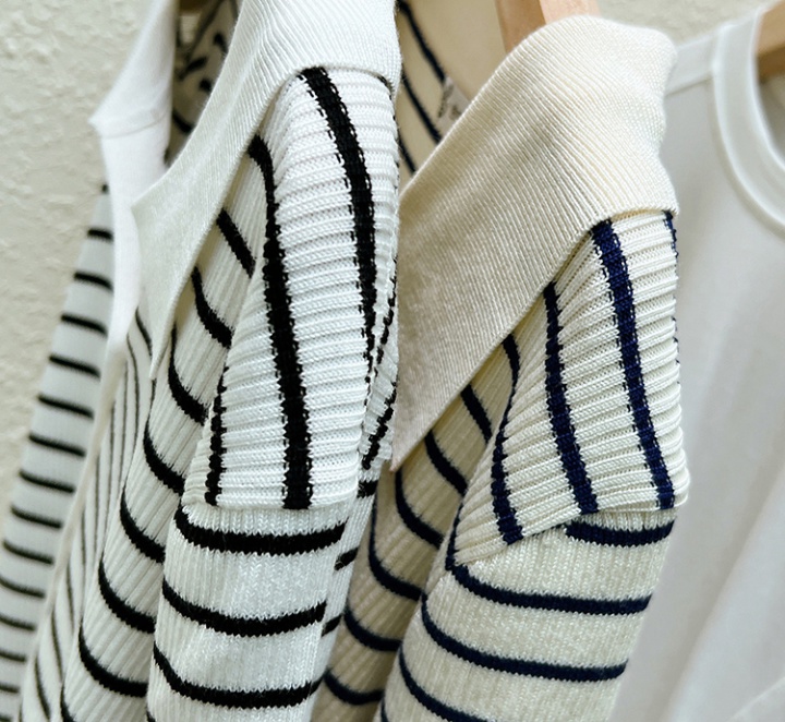 Temperament stripe cardigan lazy all-match coat for women