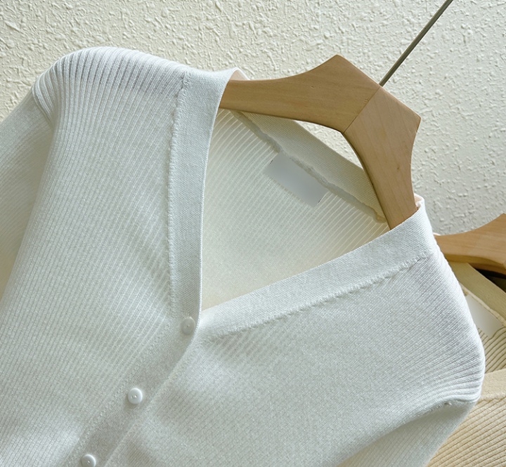 Drawstring temperament cardigan Korean style buckle tops