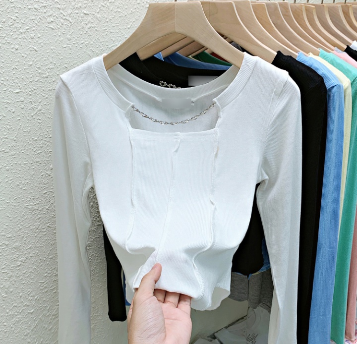 Slim Korean style T-shirt bottoming tops for women