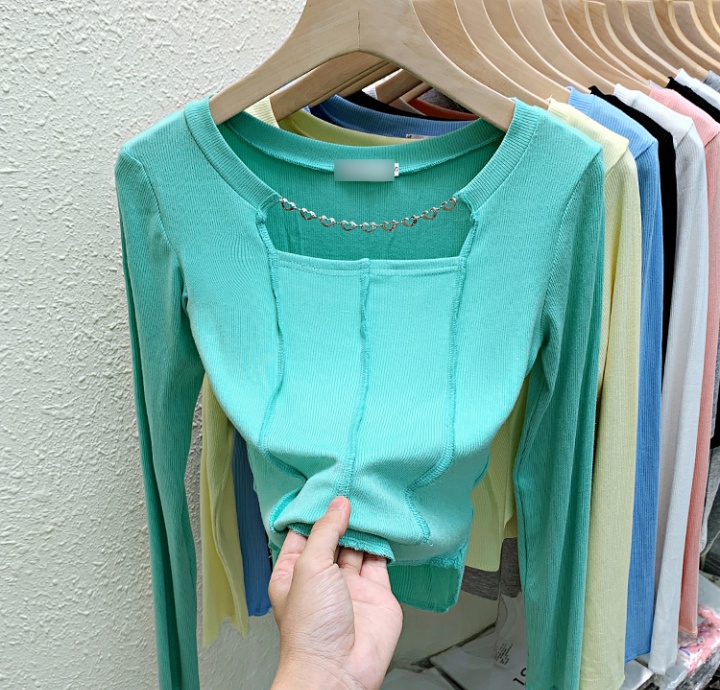 Slim Korean style T-shirt bottoming tops for women