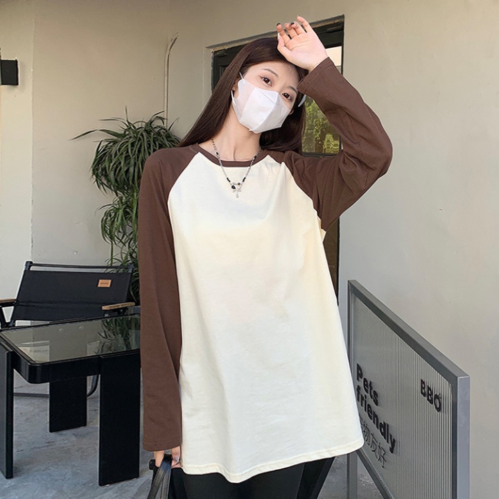 Long tops raglan sleeve bottoming shirt for women