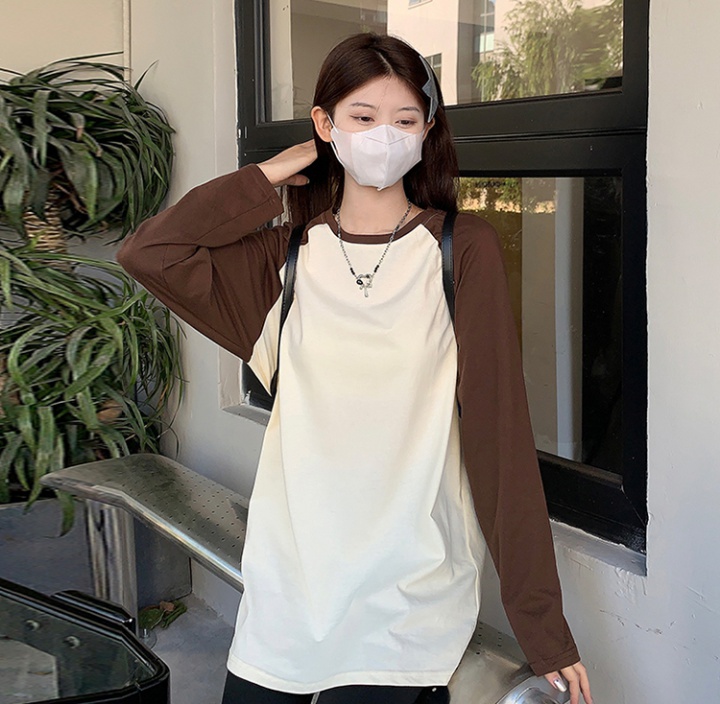 Long tops raglan sleeve bottoming shirt for women