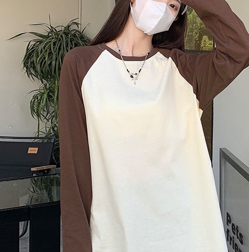 Long tops raglan sleeve bottoming shirt for women