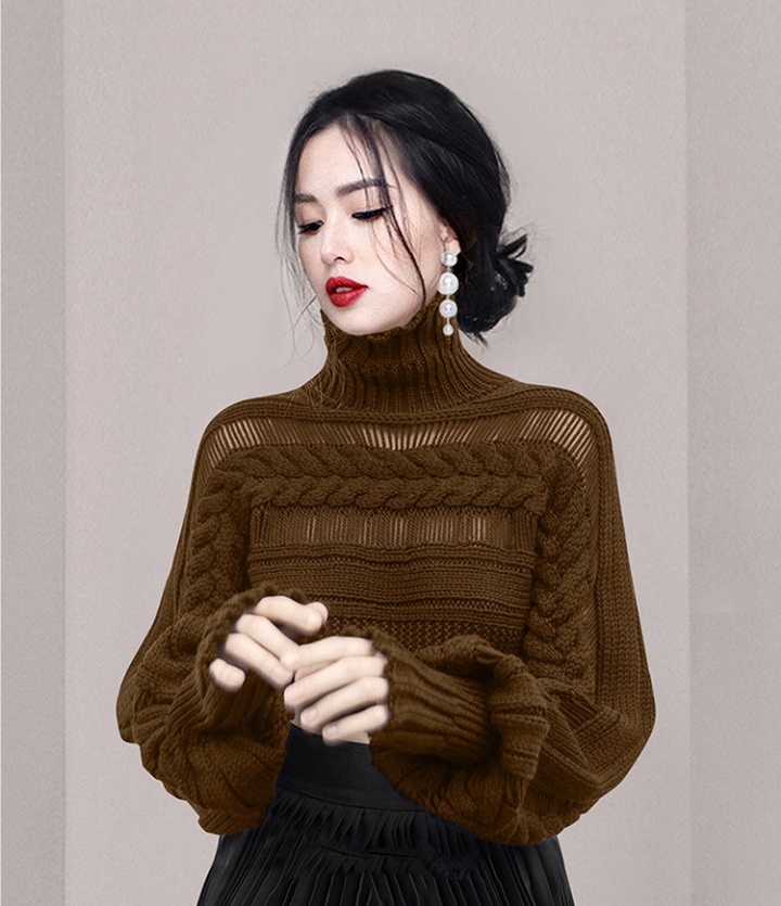 Pleated fashion Korean style hollow all-match sweater
