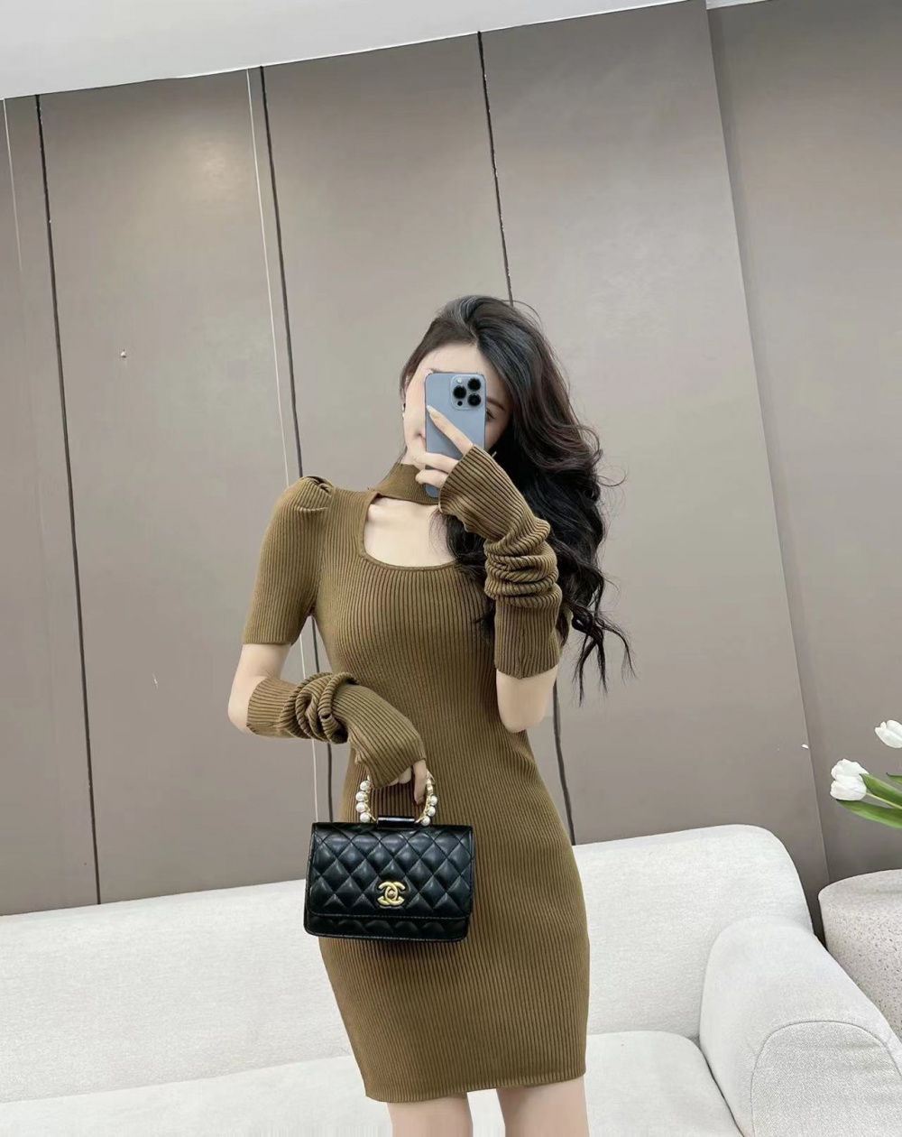 Sexy autumn and winter personality slim dress