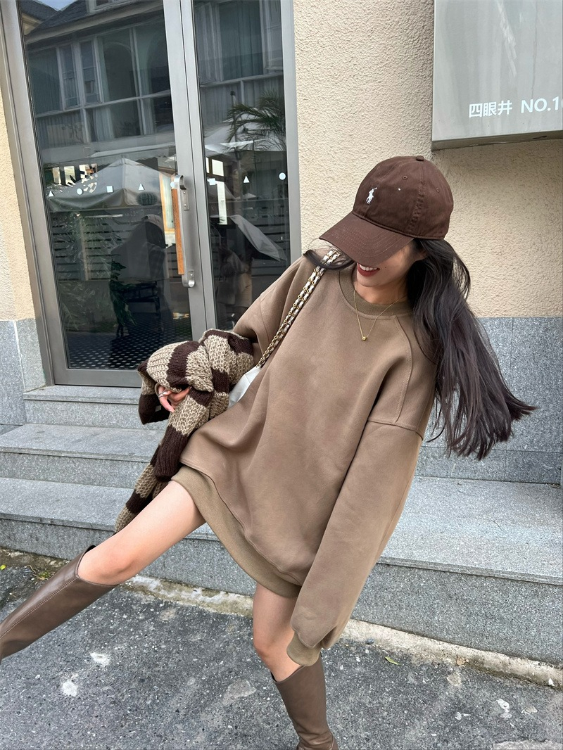 Long sleeve loose hoodie all-match tops for women
