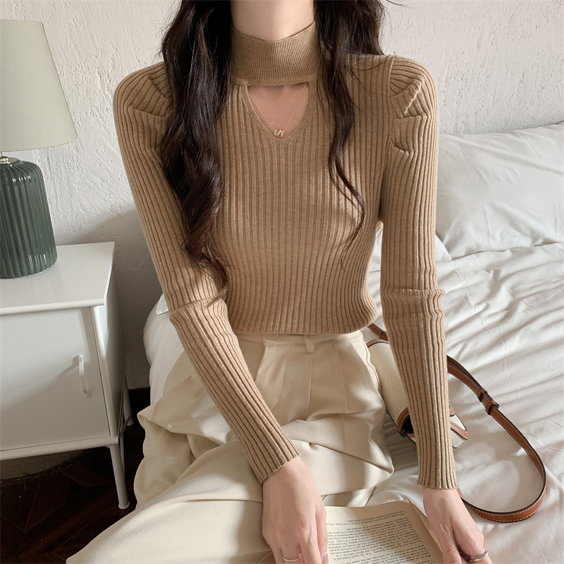 Unique long sleeve sweater knitted slim bottoming shirt