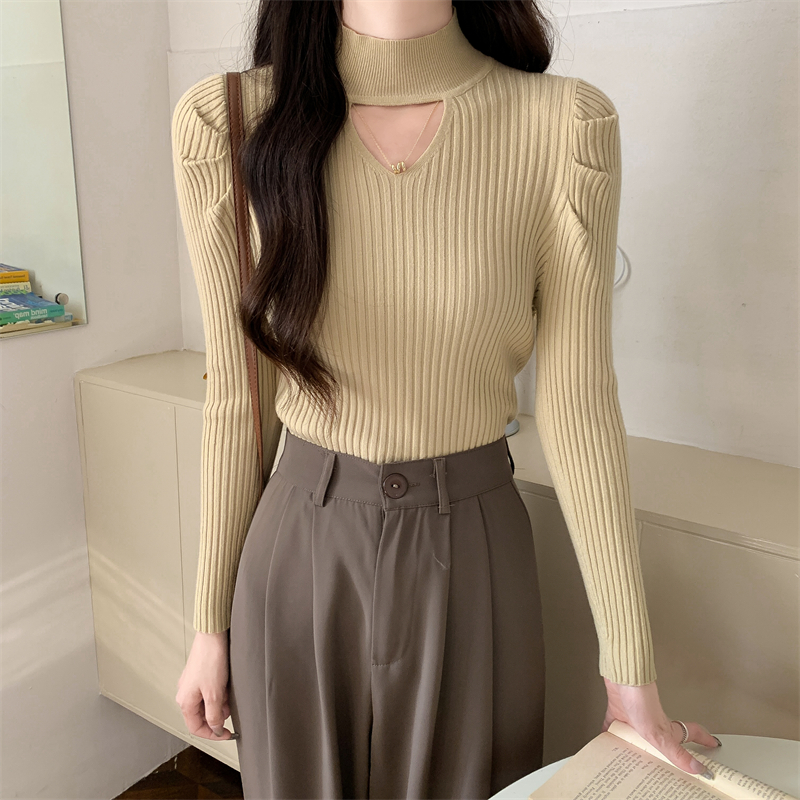 Unique long sleeve sweater knitted slim bottoming shirt