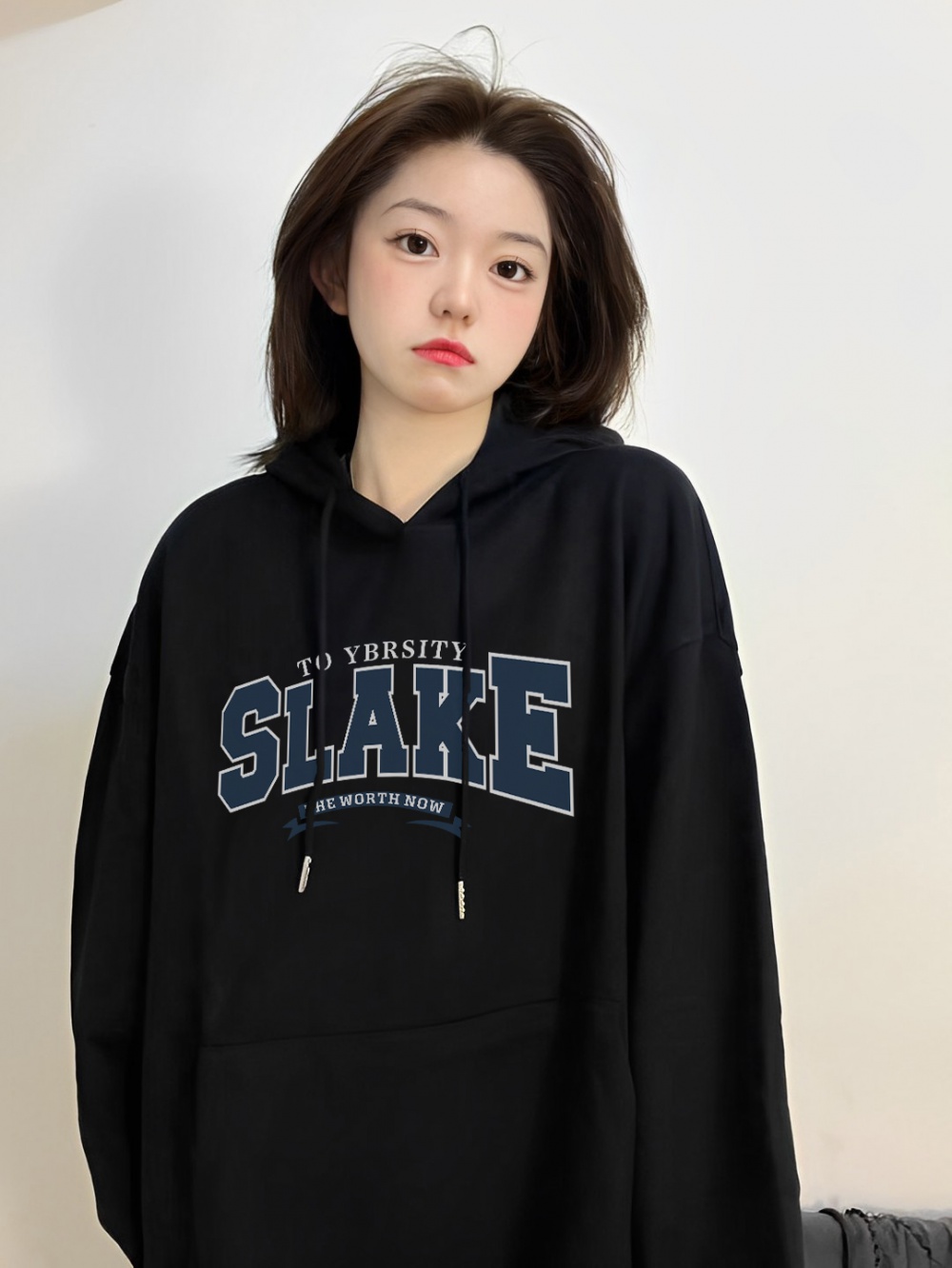 Lovely thick student hooded loose Korean style hoodie