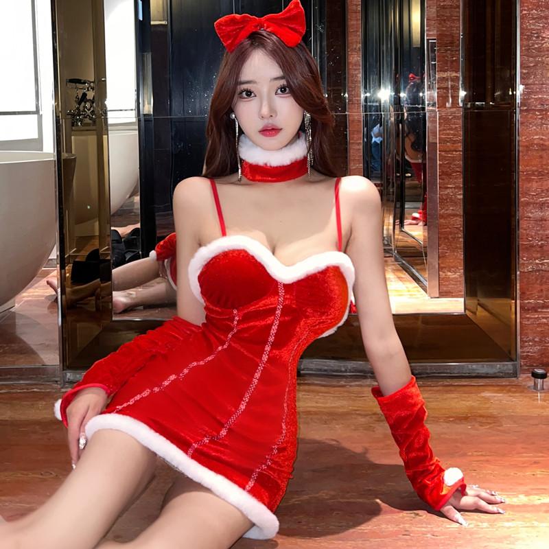 Role-play sexy spicegirl red dress a set for women