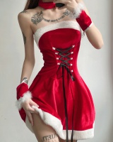 Christmas with wristband fashion wrapped chest dress a set
