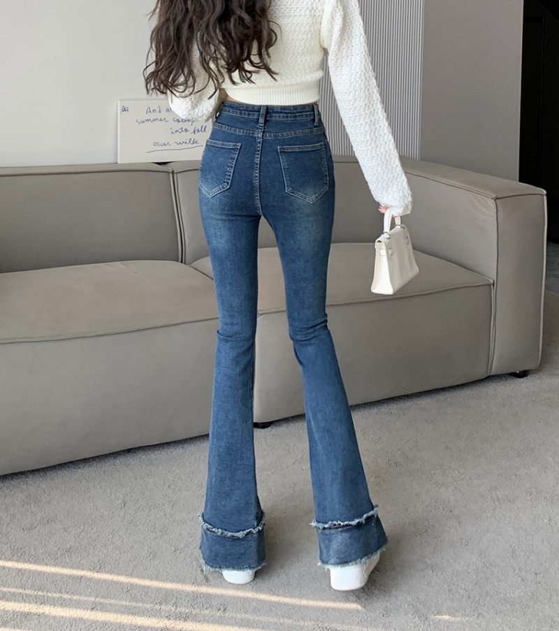 High waist split micro speaker jeans for women