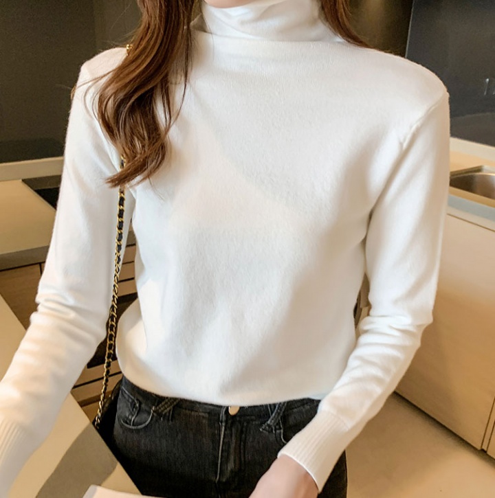Slim pullover sweater high collar tops for women