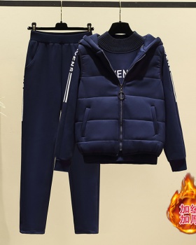 Casual waistcoat plus velvet hoodie 3pcs set for women