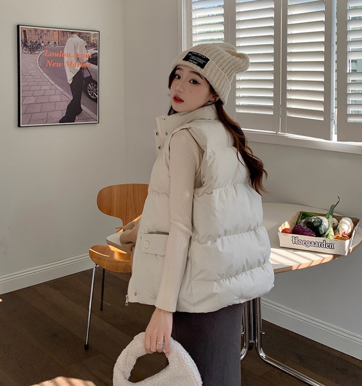 Thin cstand collar Korean style light vest for women