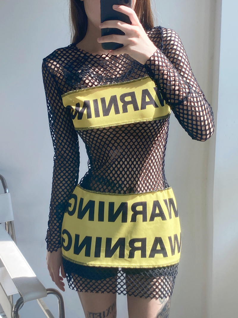 Perspective slim letters sexy dress for women