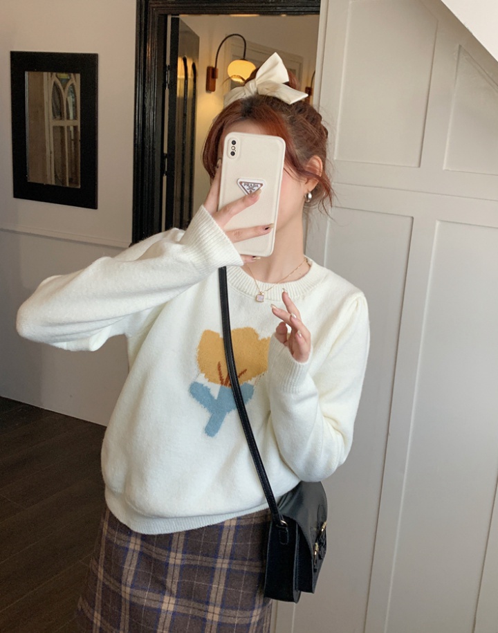 Long sleeve autumn knitted tender pure sweater