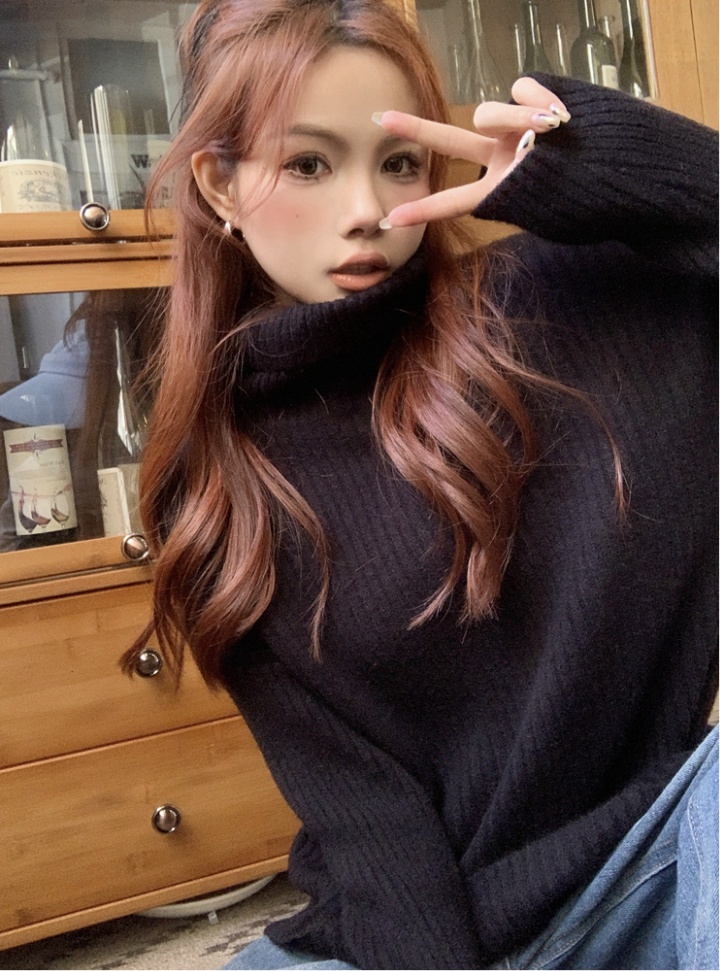 High collar autumn and winter knitted pure sweater