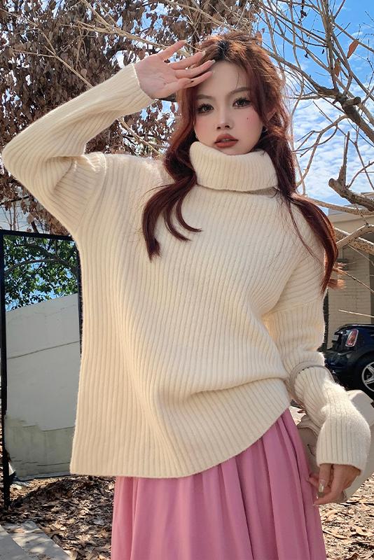 High collar autumn and winter knitted pure sweater
