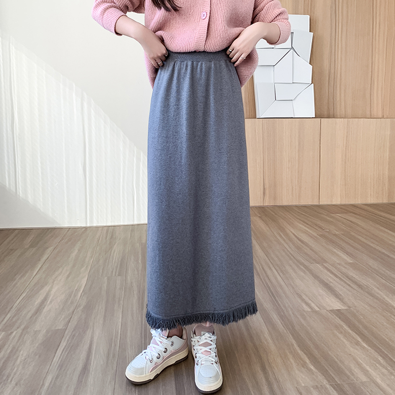 Package hip woolen yarn slim skirt for women