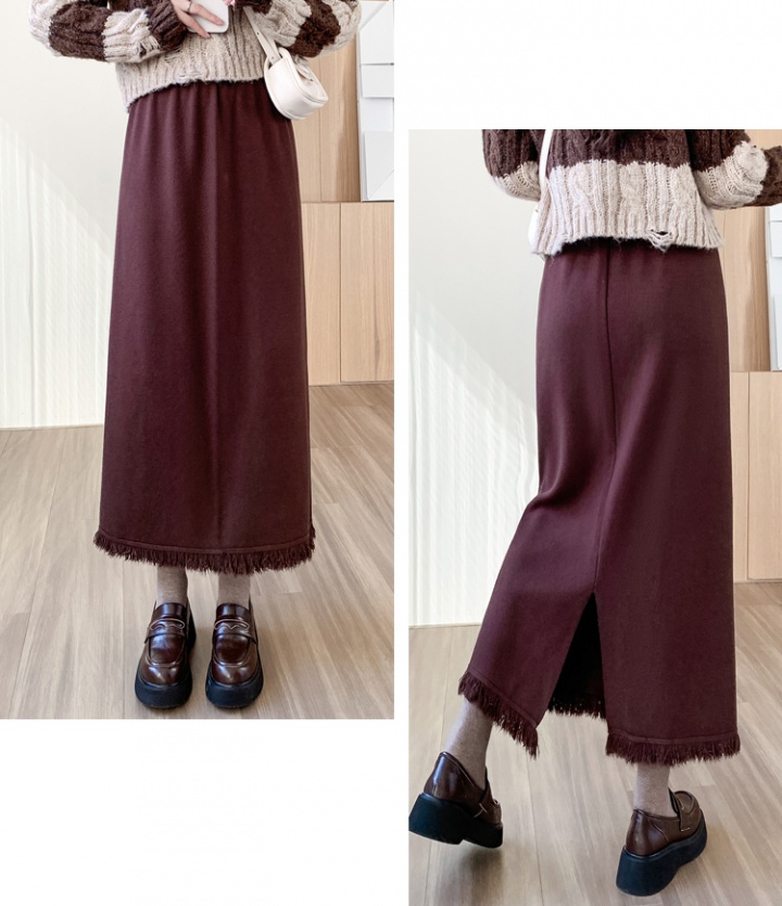 Package hip woolen yarn slim skirt for women