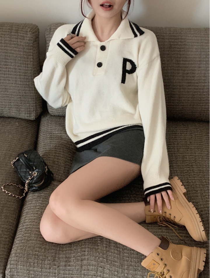 All-match letters college style pure Casual sweater