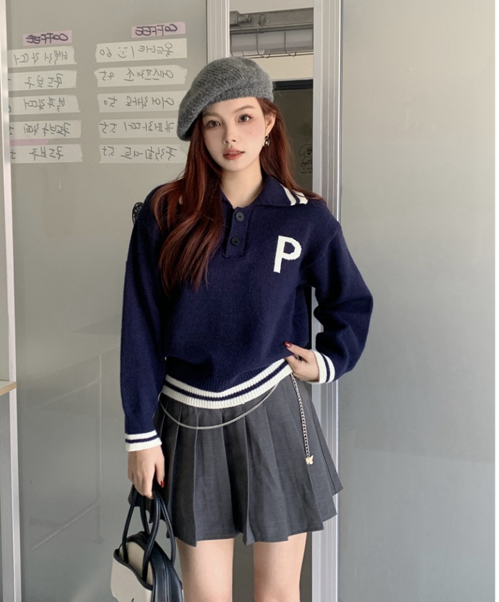 All-match letters college style pure Casual sweater