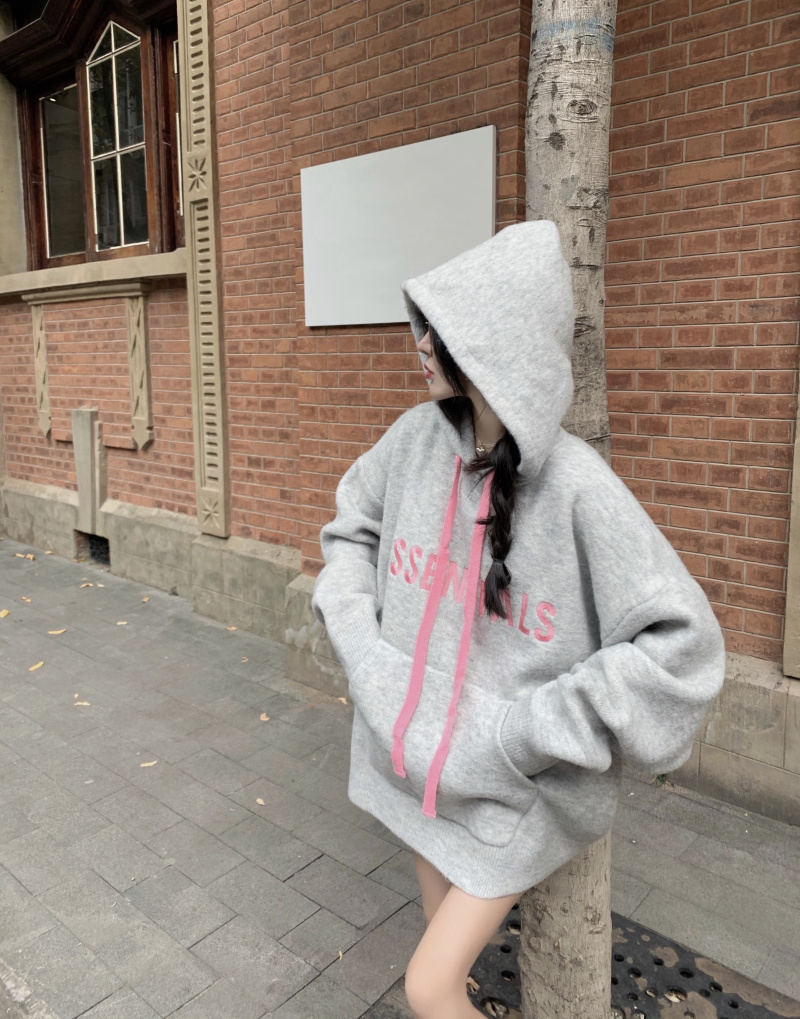 Knitted letters sweater hooded autumn and winter hoodie