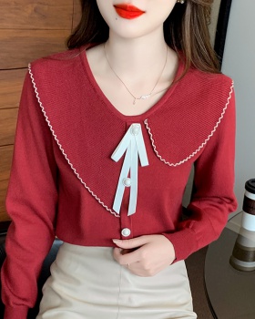 Pullover Western style sweater doll collar tops