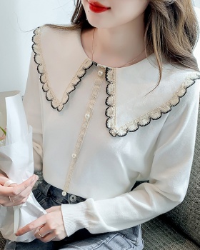 Temperament pearl bottoming shirt slim sweater for women