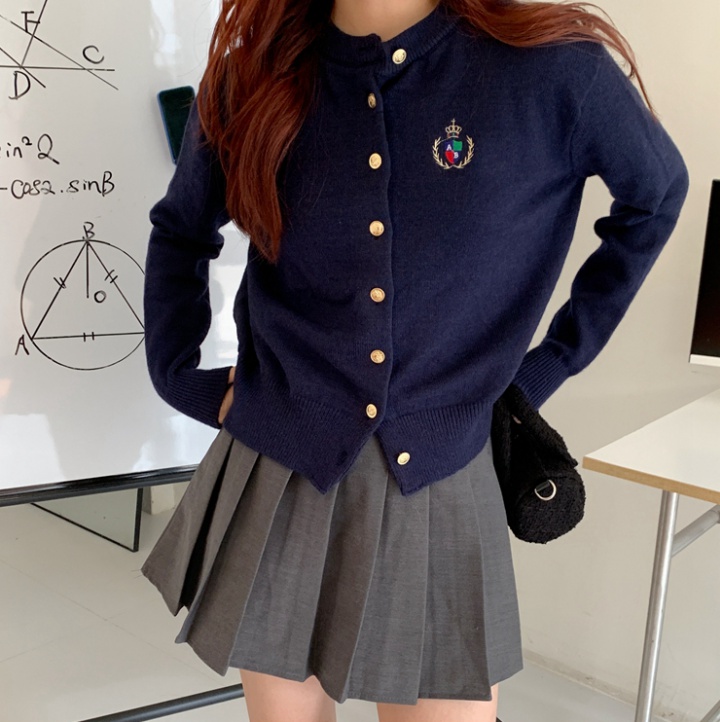 College style autumn and winter embroidery Korean style cardigan