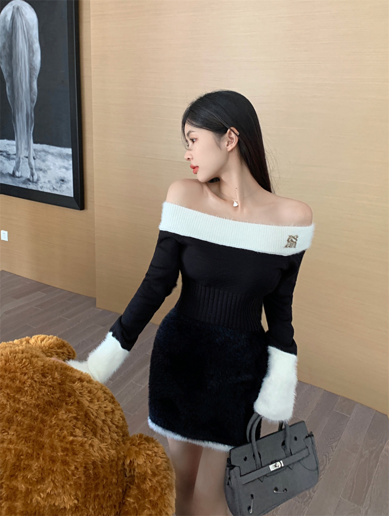 Package hip bottoming shirt knitted skirt 2pcs set