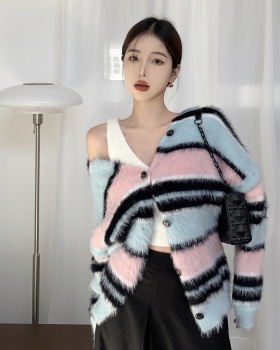 Knitted long sleeve sweater autumn and winter coat